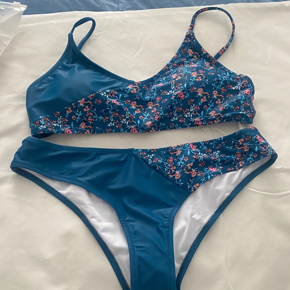 Floral Blue Bikini Set